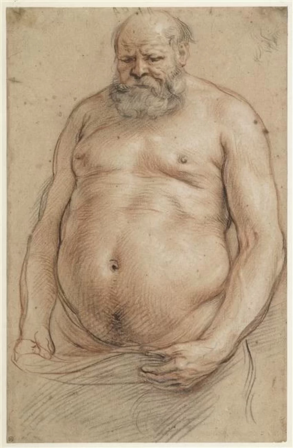 Disegno - Vecchio nudo, in piedi, Louvre, Parigi